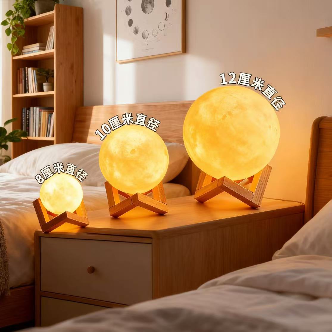 Rechargeable Moon Night Light with Touch Control